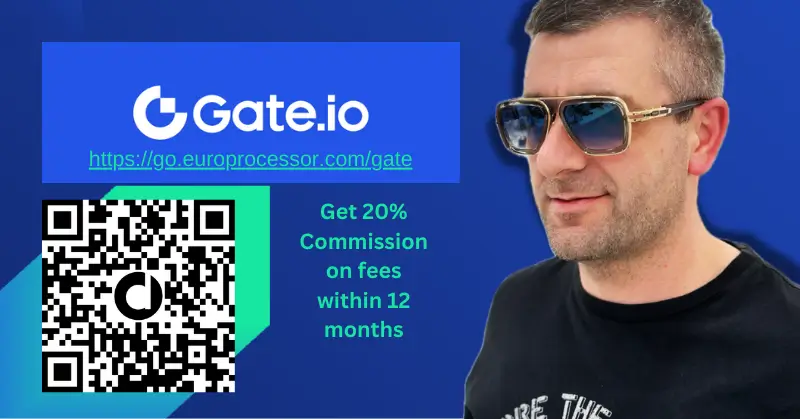 Register at gate.io and get 20% commission on trading within 12 months